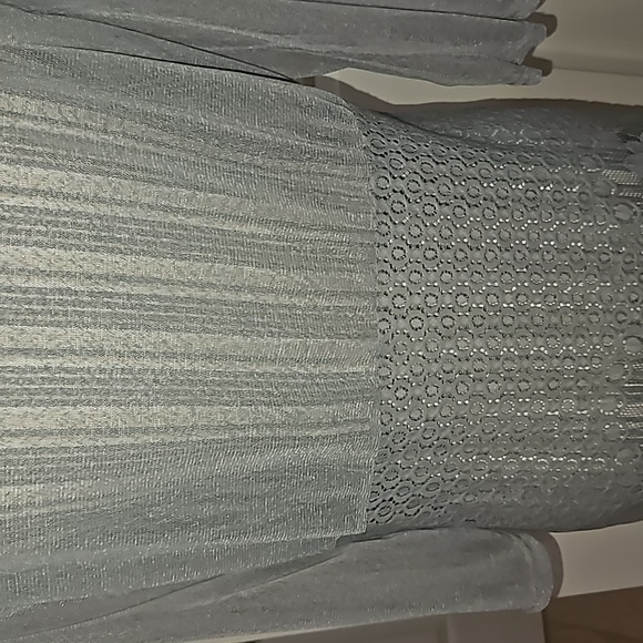 FORGOTTEN GRACE Women Silver color Tulle Mesh Lace Cardigan Size L - Picture 8 of 12